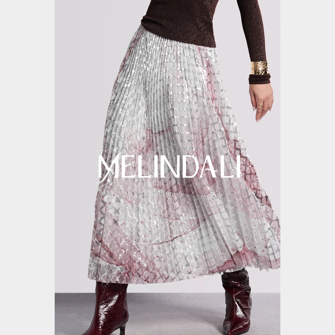 Melinda Li【人鱼百褶】黑标意大利进口Omnia Piega珠片纱百褶半