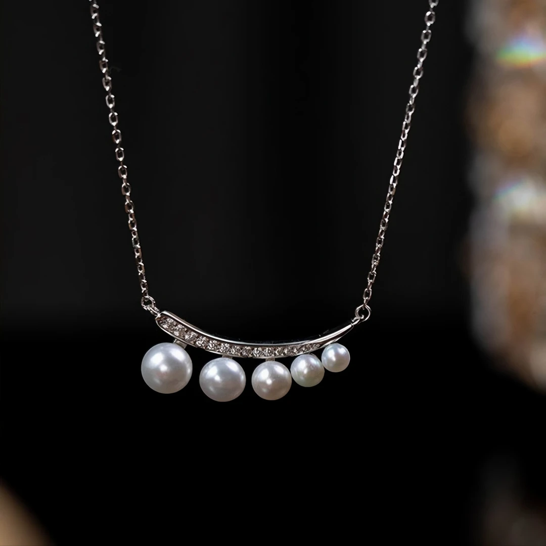 坠链均925银合成锆石 925银珍珠项链锁骨链颈链轻奢高级感法式