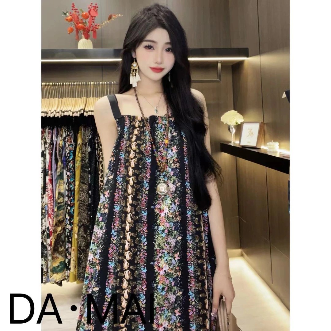 DA.MAI-2025女款轻奢宽松长裙春夏缎料无袖气质时尚连衣裙