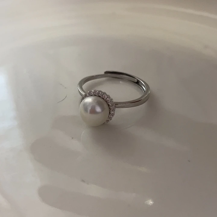 淡水珍珠银S925镶嵌戒指