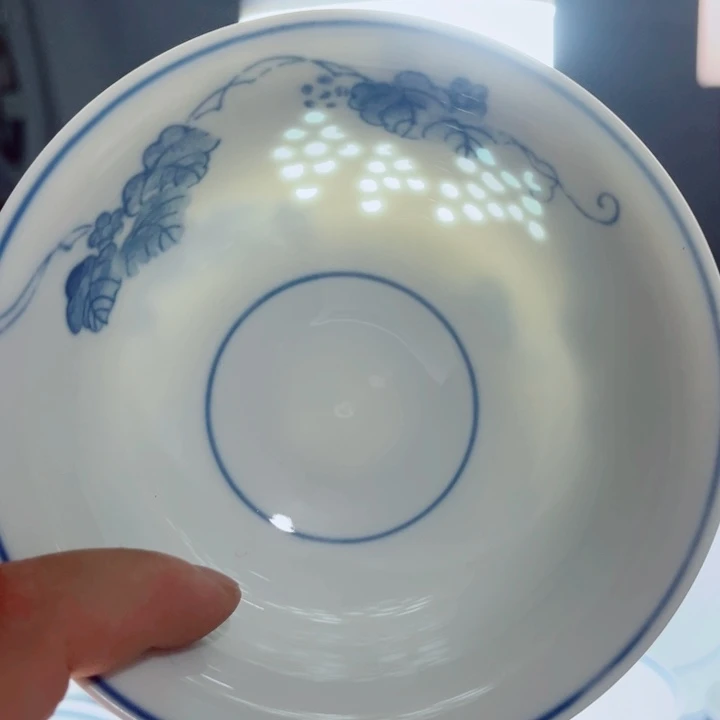 青花玲珑5寸饭碗葡萄