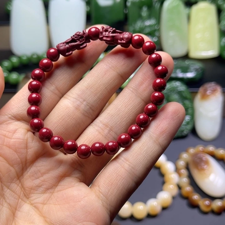 和田玉未镶嵌颈饰福利福利辰砂手串