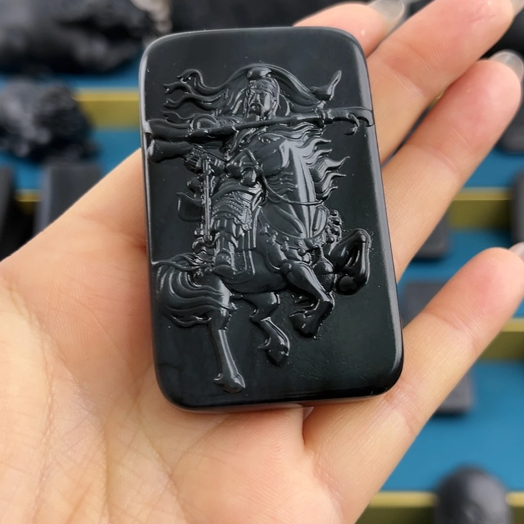 和田玉（墨玉）御马关公未镶嵌