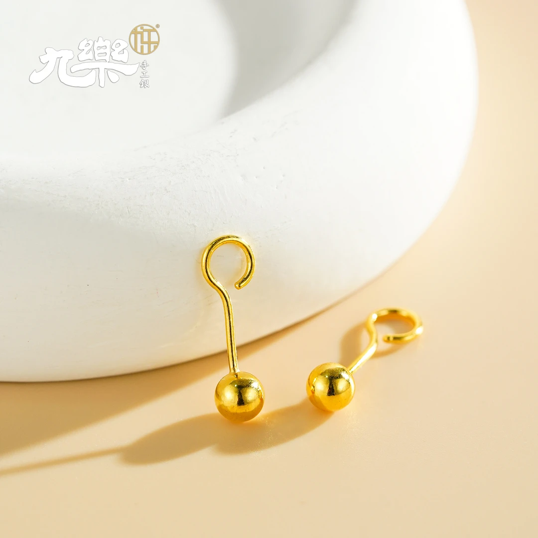九乐黄金圆珠耳钉
