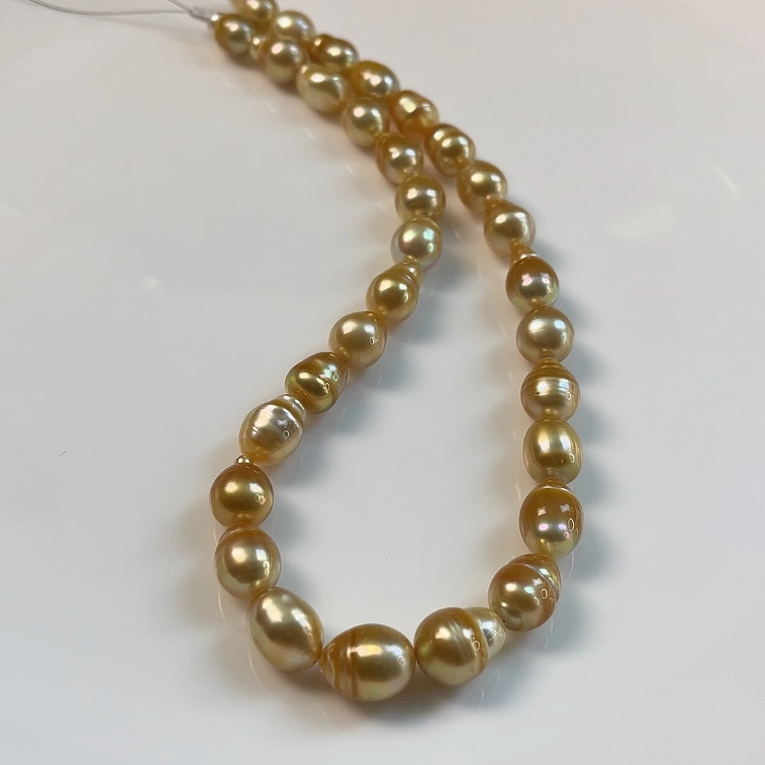 海水珍珠颈饰银S925镶嵌浓金巴洛克9-11.3