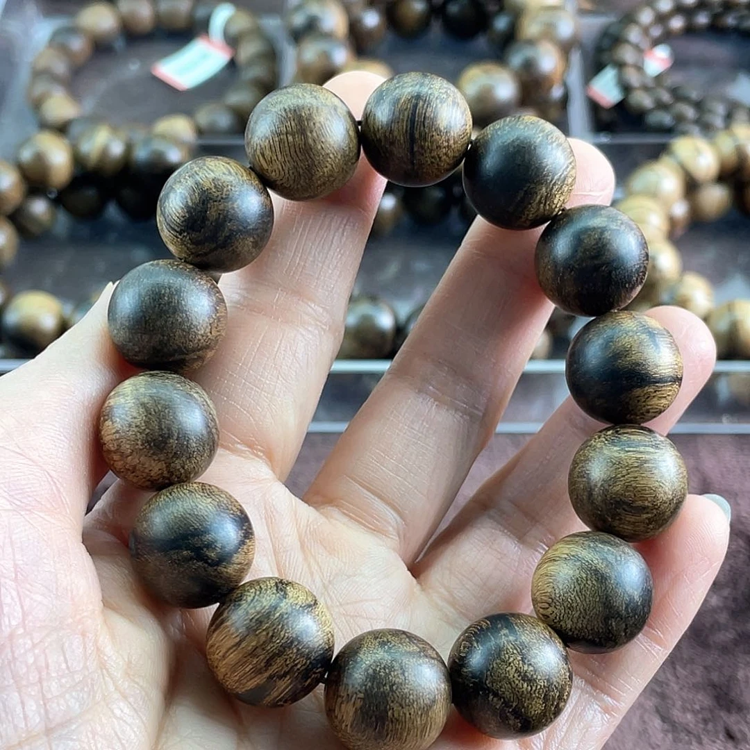沉香手串广**杨越南芽庄白棋虎斑留疤