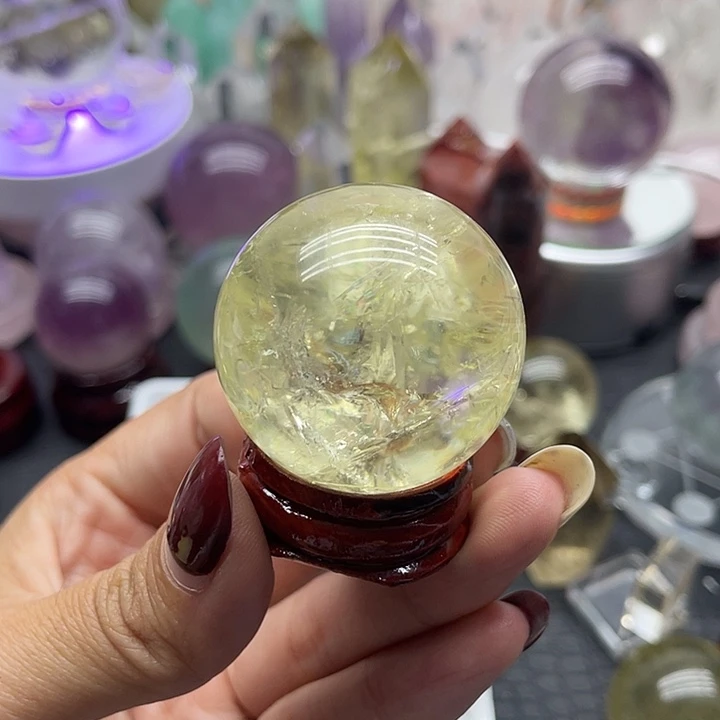 q***c未镶嵌珠宝半成品水晶42黄水晶球3.6