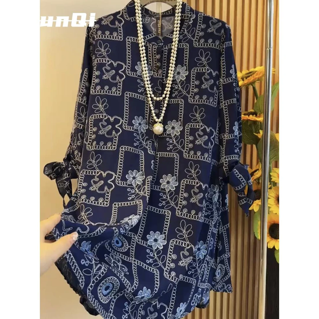 淳启大码女装夏季新款中长款衬衫女上衣显瘦胖妹妹胖mm遮屁股洋气