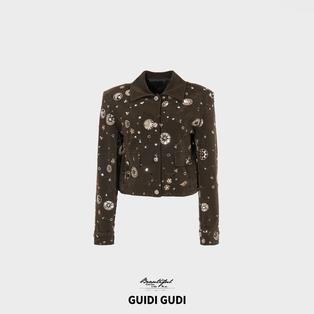 GUIDI GUDI【光影星空】时尚百搭亮片外套/黄加蓝