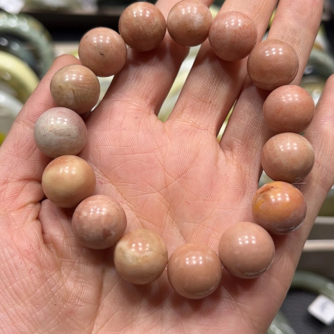 蛇纹石玉手链未镶嵌布**麻