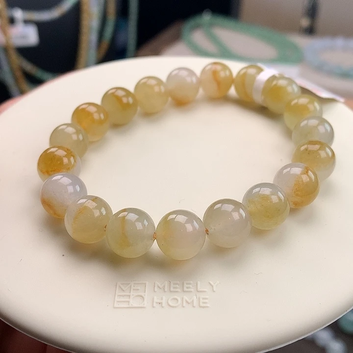 翡翠未镶嵌手链冰黄翡。精品美货，炸