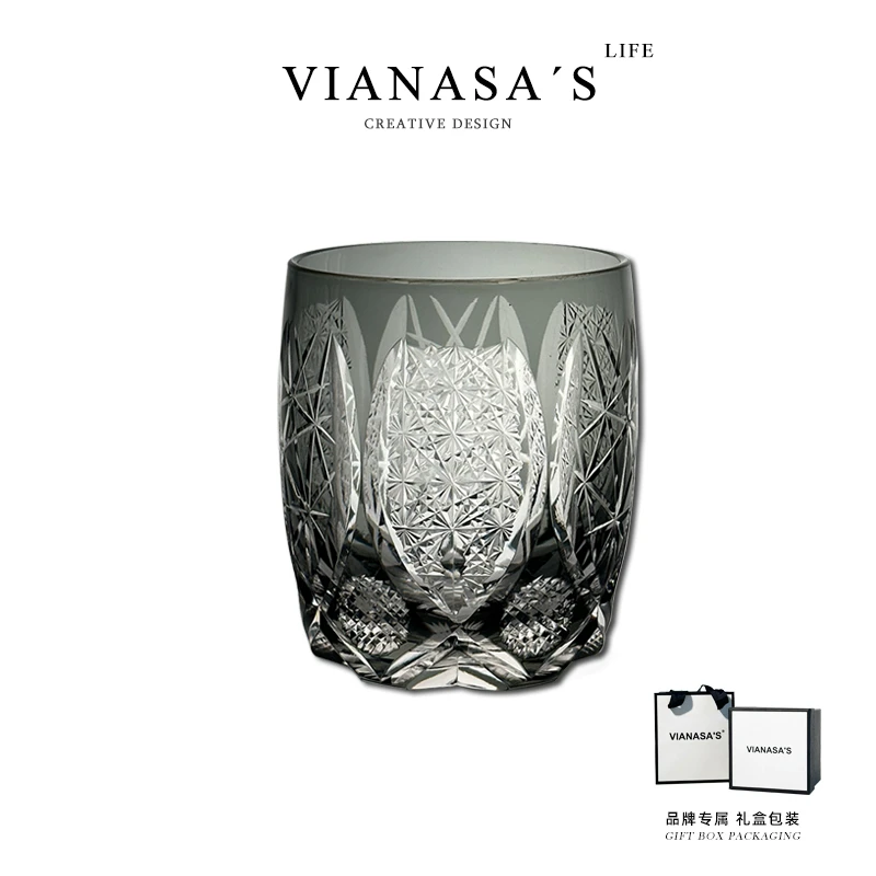 Vianasa's繁华似锦江户切子威士忌酒杯水晶玻璃酒杯礼盒送礼