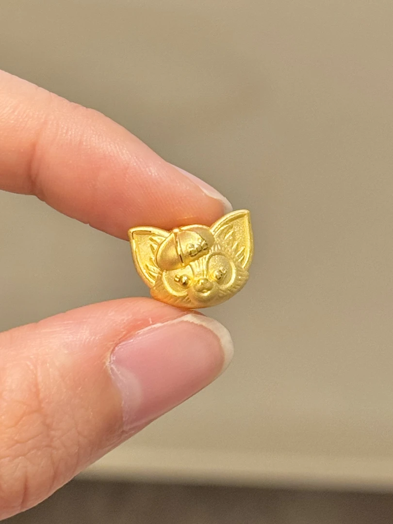 贝贝黄金 足金999 画家帽玲娜贝儿头 素金 转运珠 102