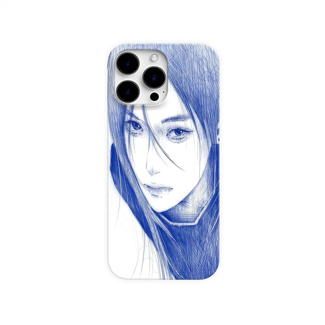 小众蓝丝女孩艺术感手机壳适用于苹果16华为荣耀vivo小米oppo一加