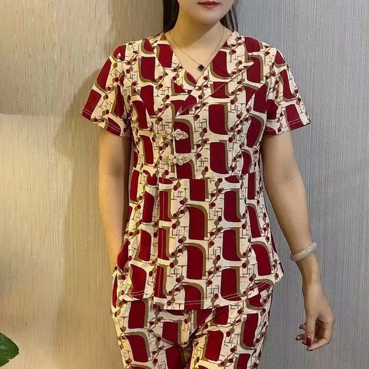 新中式时尚洋气套装短袖印花休闲女装套装气质夏季连衣裙时尚大码