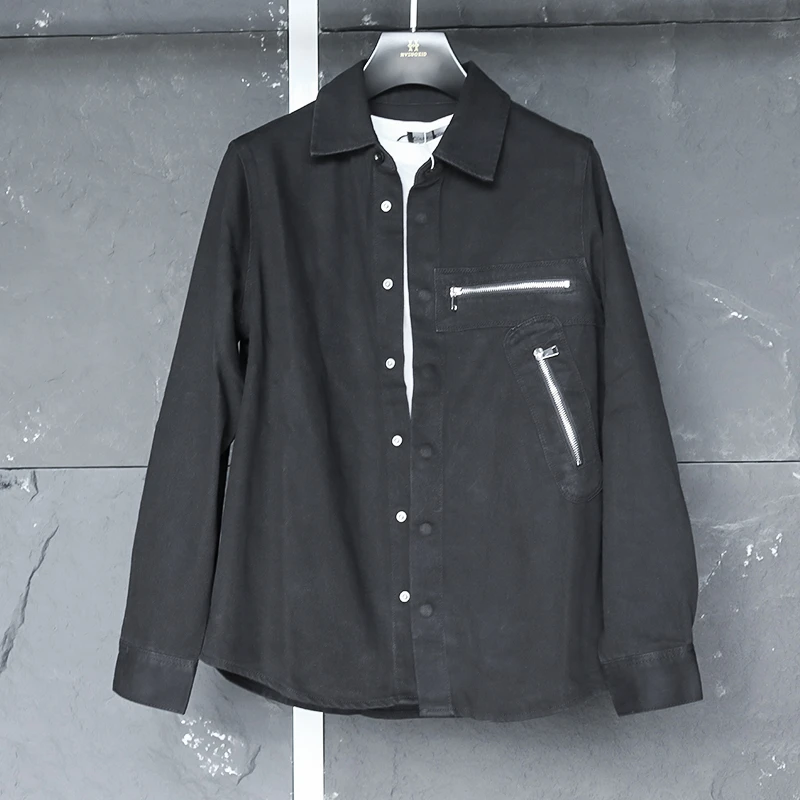 潮流男士春秋休闲百搭黑色牛仔衣外套4058
