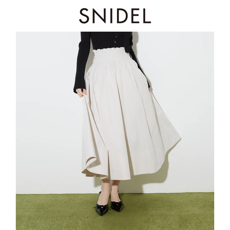 SNIDEL2025早秋新款日系百搭高腰纯色大摆半身休闲裤SWFS254262