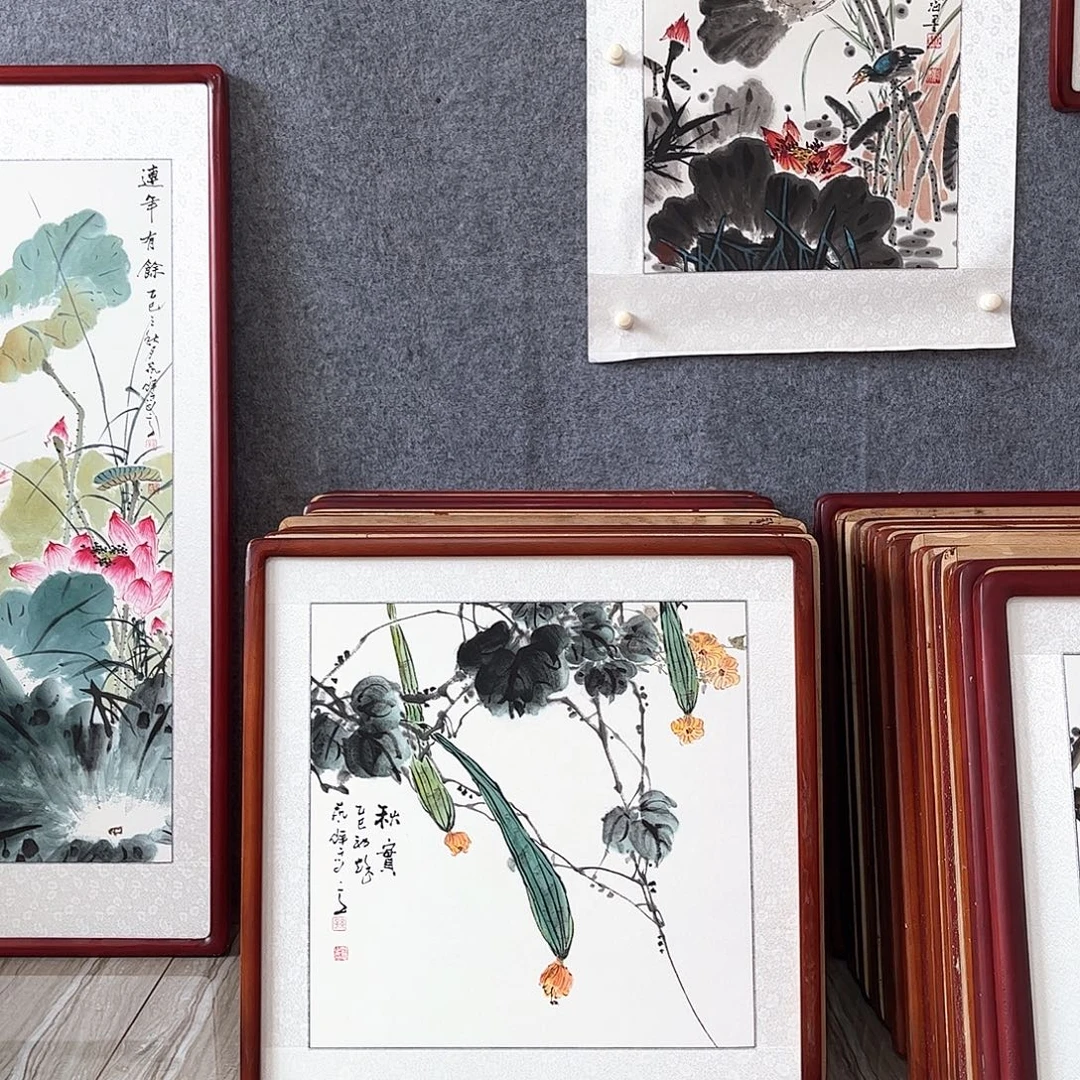 国画书画作品带框63×63