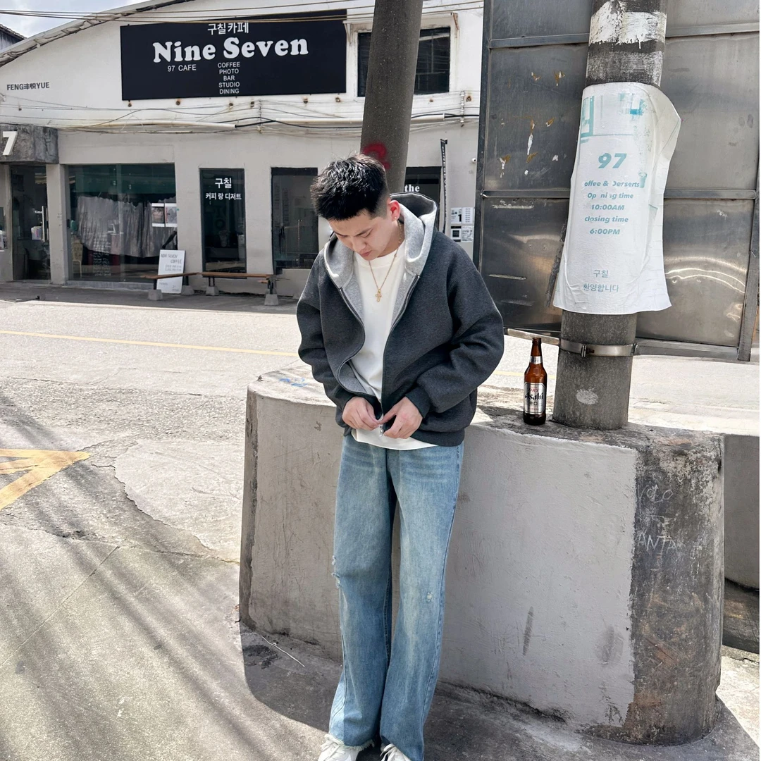 JIARDAR/简 到K哥秋季开衫耐磨拉链拼色款连帽卫衣