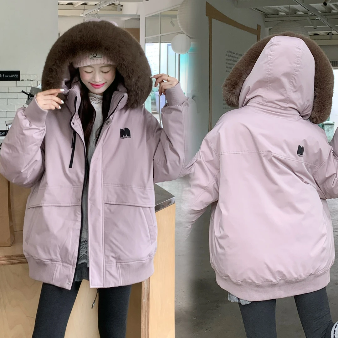冬季大毛领派克棉服女2025韩版宽松加厚棉袄棉衣休闲工装学生外套