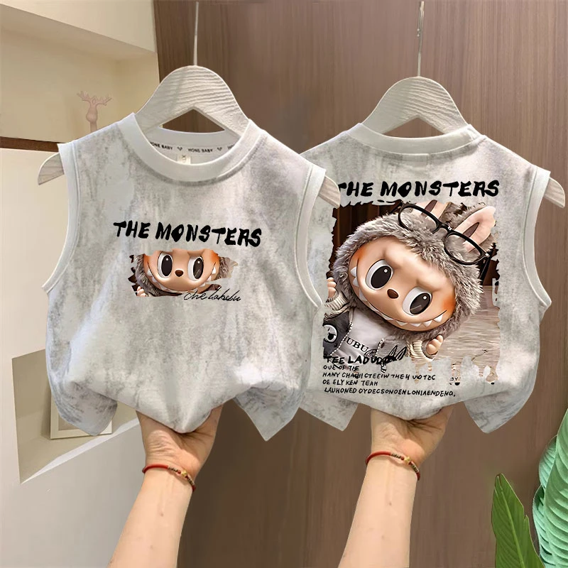 男童洋气拉布布坎肩T恤中大童夏季新款纯棉背心儿童宝宝宽松百搭t