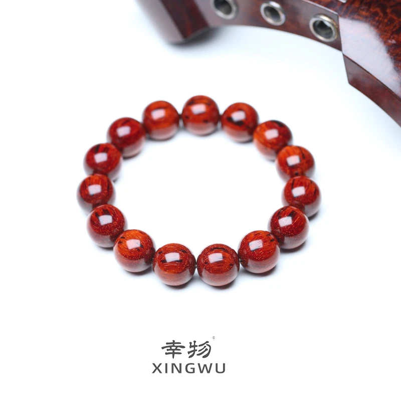 琴料1.5*15颗带芝麻纹火焰纹带金星原汁原味印度小叶紫檀手串