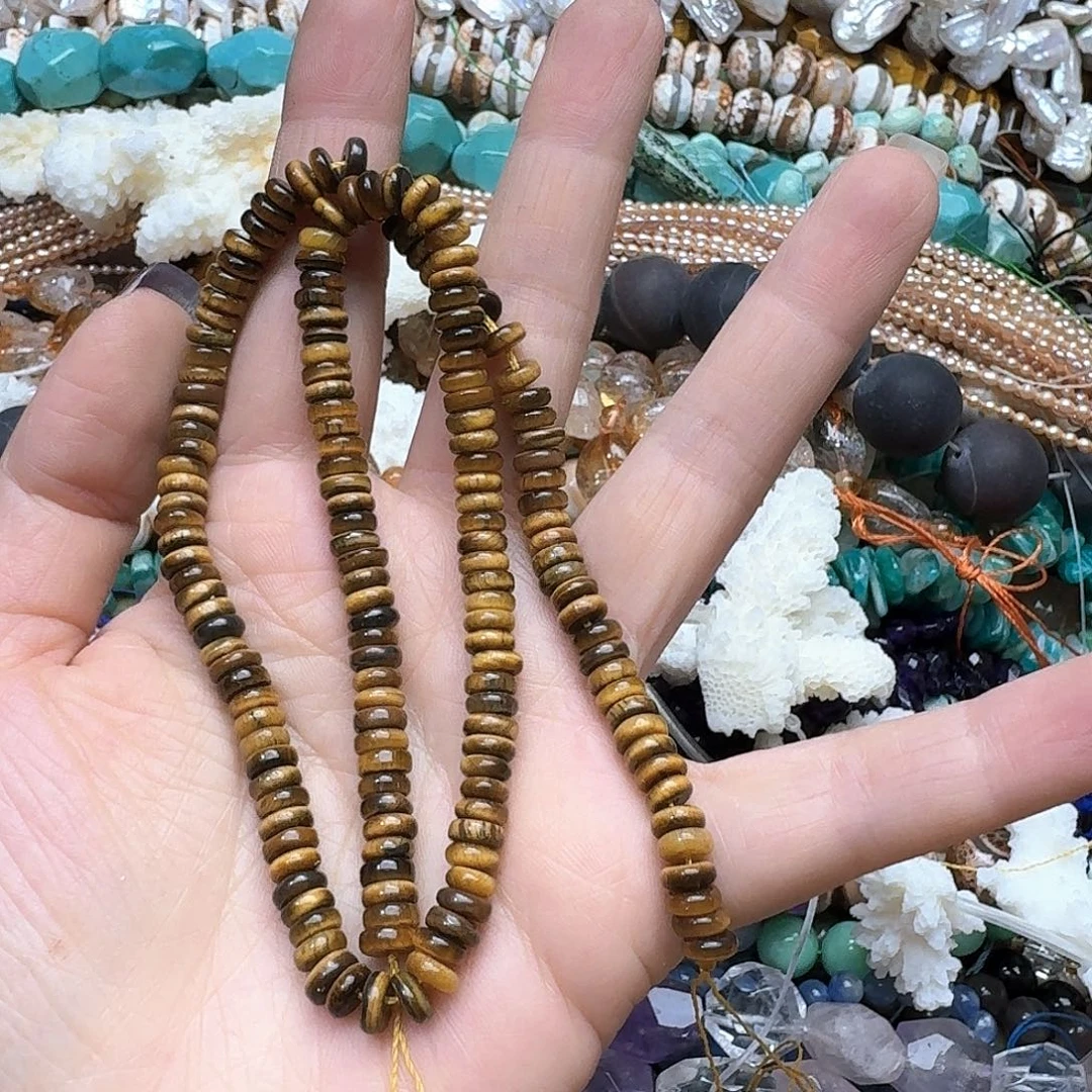 玛瑙/玉髓未镶嵌珠宝半成品一条6m虎眼隔片