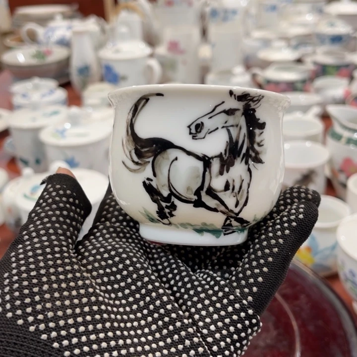 陶瓷醴陵手绘釉下五彩作品杯120毫升