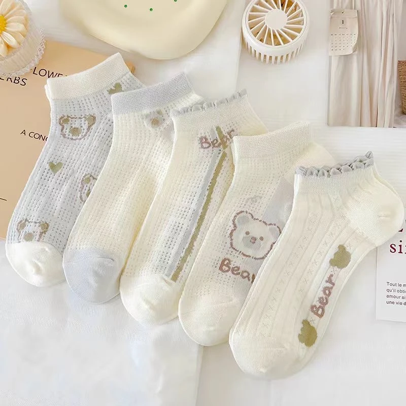 袜子女短袜夏季薄款网眼透气低帮吸汗女短筒袜学生可爱百搭女袜