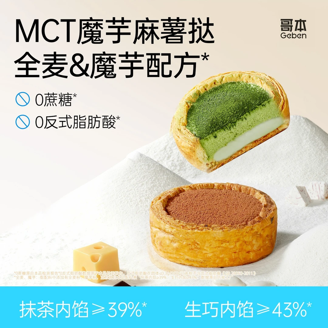 【哥本】MCT全麦魔芋流心生巧麻薯挞酥皮丝滑奶油早下午茶好吃推荐