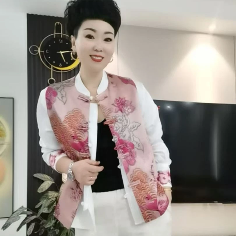 1291印染提花时尚女士中国风中式马甲