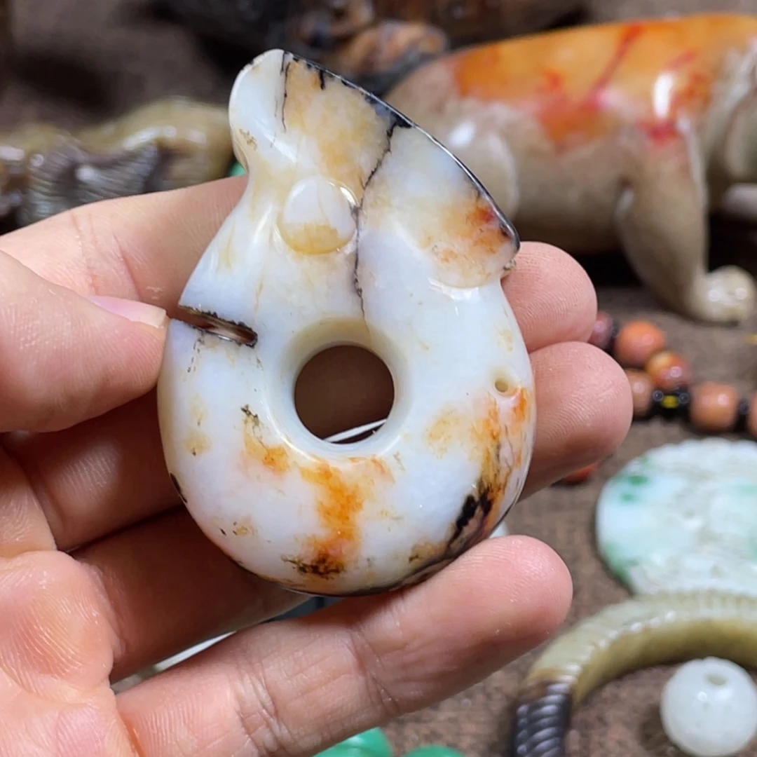 和田玉未镶嵌吊坠(不含链)棕**生