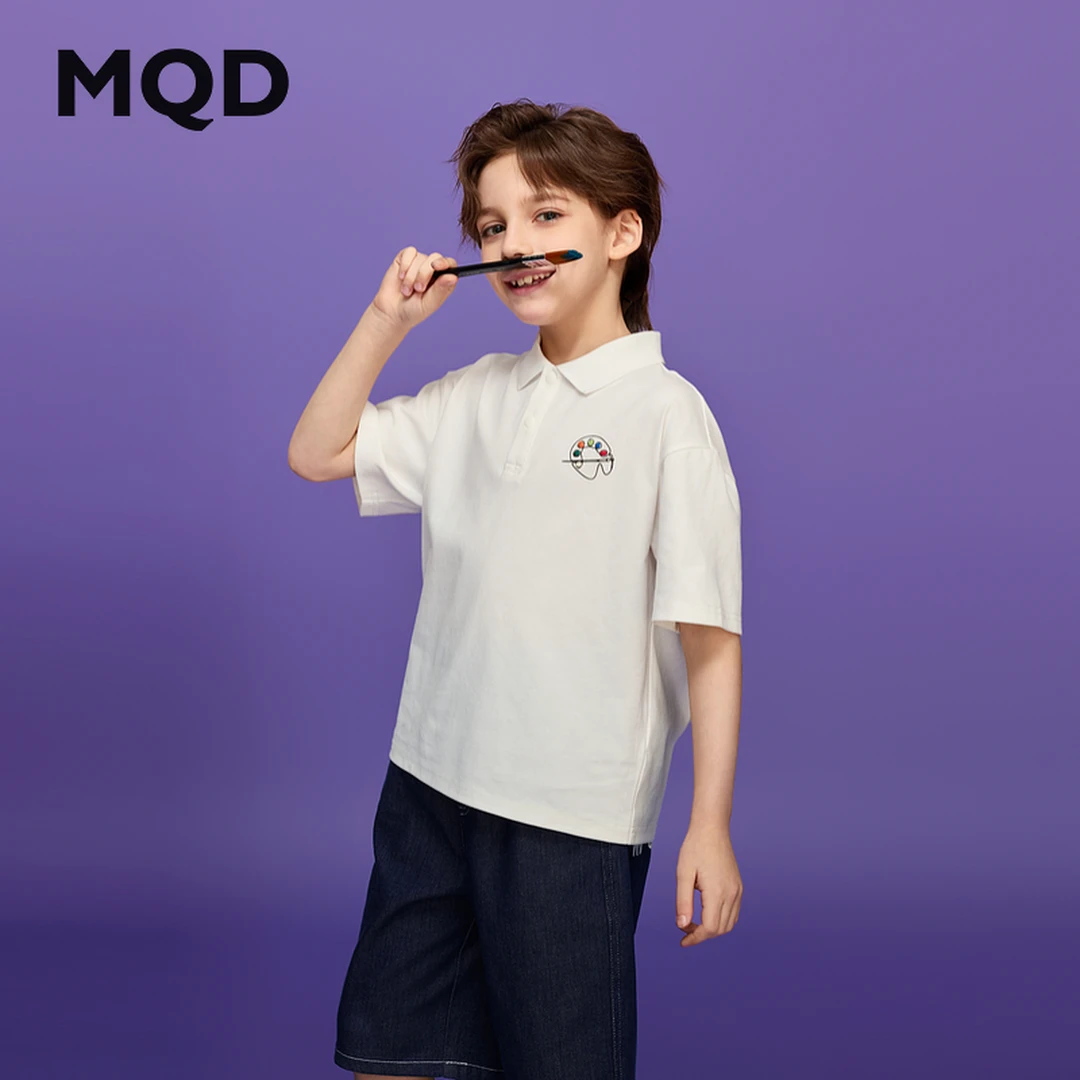 【凉感棉】MQD男大童学院风夏季新品运动休闲短袖POLO衫9652W0418