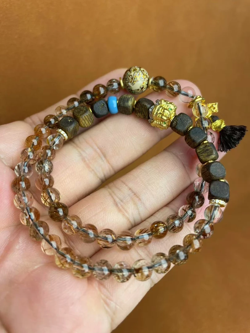 壹加师姐|手工设计黑金超水晶手串多样性发一7202N