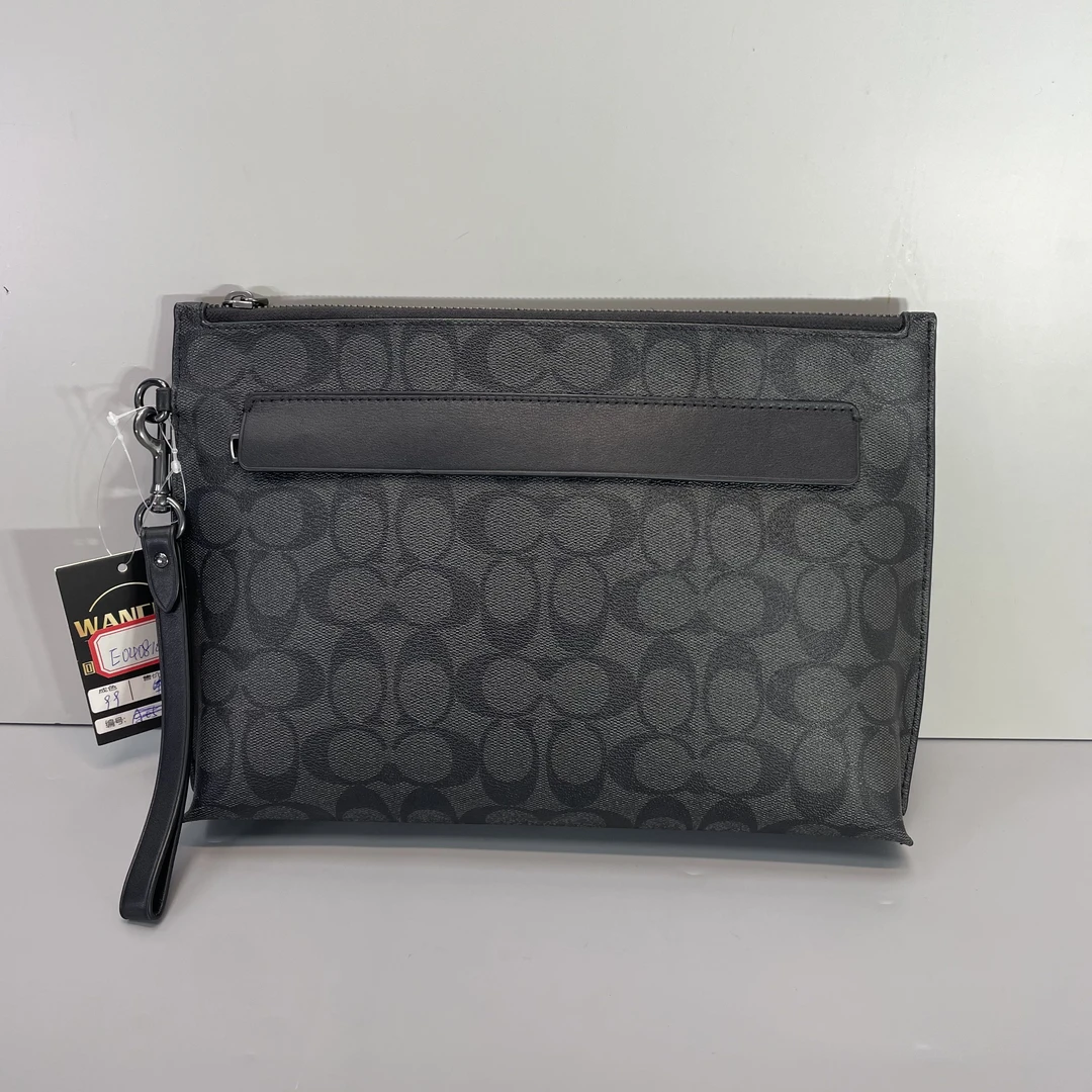 95新 COACH/蔻驰 男士黑拼老花手拿包（少皮牌） 29*20*5cm E040810