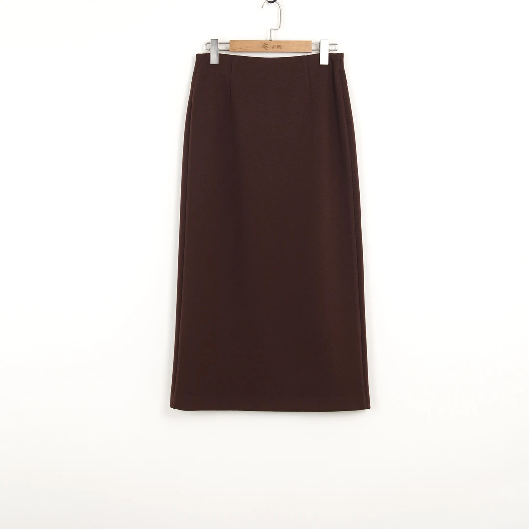 华人杰新款加绒加厚直筒半身裙亲肤2024冬季新款中长裙女垂感