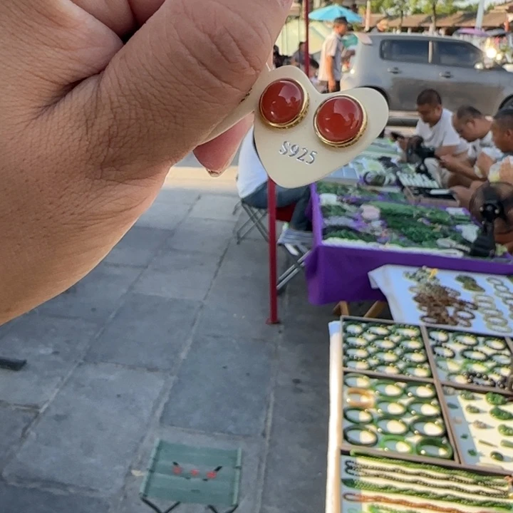 南红玛瑙合金耳饰