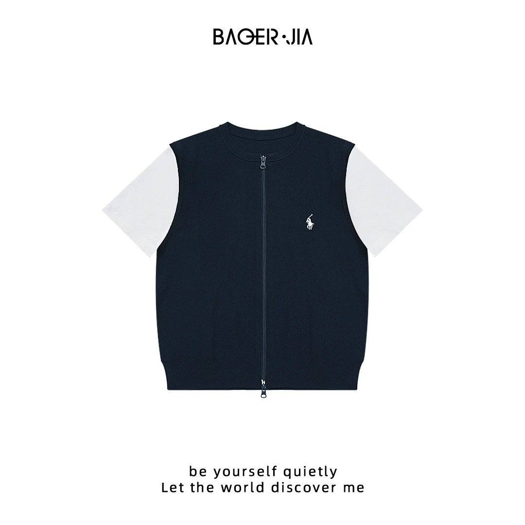 15-宝儿家含幂BV82625205NS夏季新款韩系修身拼接针织开衫上衣