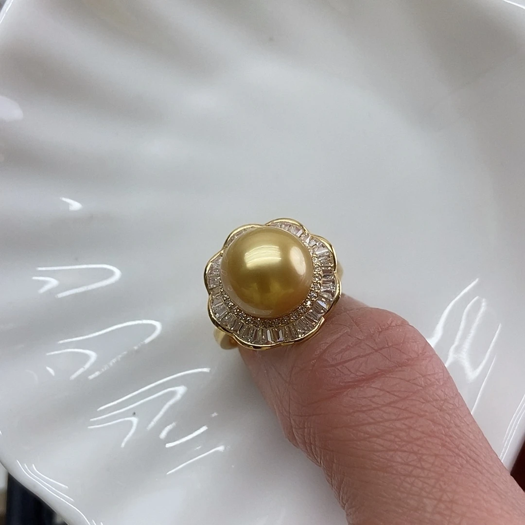 银S925镶嵌戒指海水珍珠