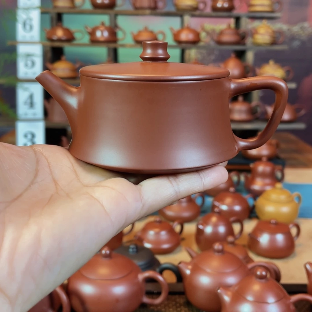 茶壶紫砂蔡*w潮州手工手拉朱泥云柱壶