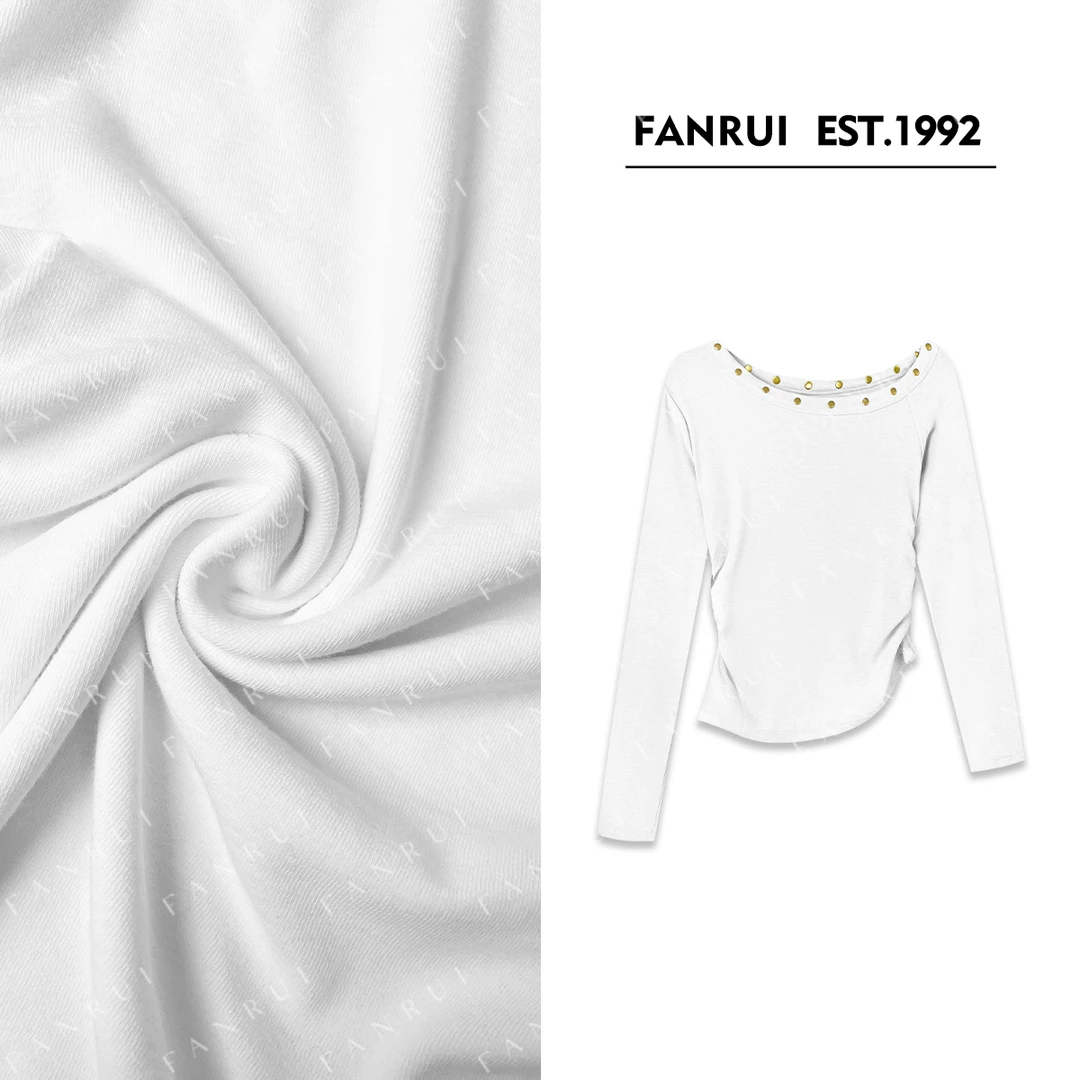 FANRUI/泛芮 「贝贝biuu」时髦显瘦复古高级感斜肩领长袖上衣B17717