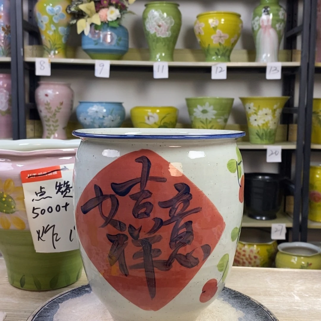 景德镇手工手绘陶瓷花盆