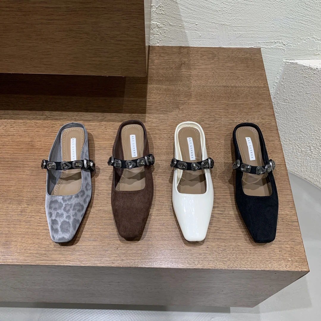 小众法式气质低跟包头半拖鞋女2025春夏高级感仙女配裙一脚蹬凉拖