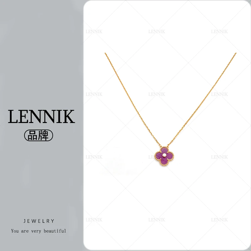 合金项链 lennik/lennik-JJ经典百搭时尚紫色中花草草项链