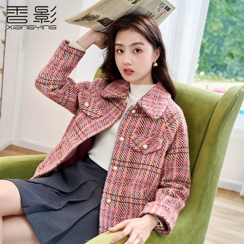 J834275短外套 香影小香风毛呢外套女2024秋冬新款法式名媛翻领