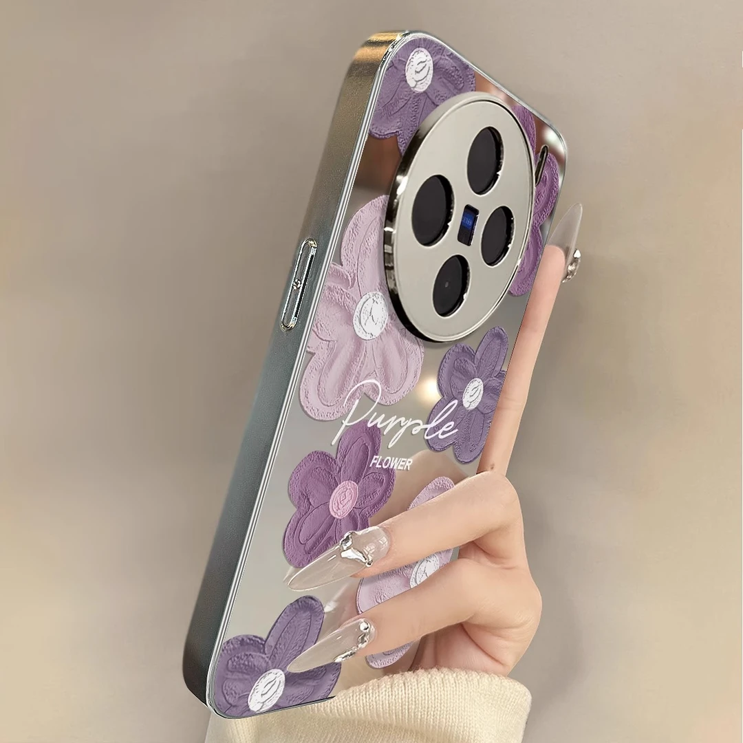 适用VIVOX200s手机壳紫油画山茶花x200ultra全包x200pro保护套100