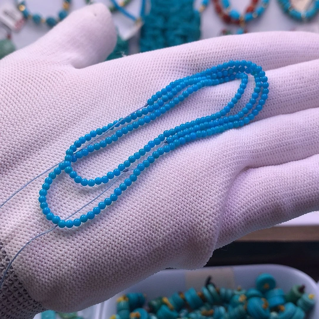 绿松石未镶嵌小米珠项链