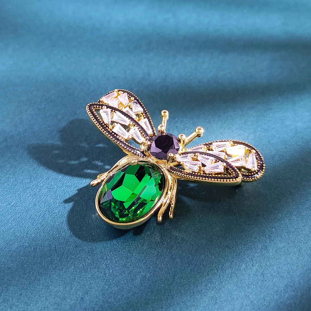 铜合金合成锆石胸针 WASLX-000122 【天绿之翼】 胸针轻奢百搭精致