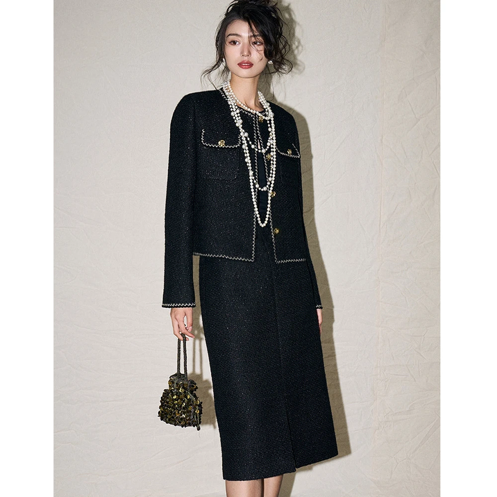 小香风女装时尚套装复古半裙春装两件套裙子轻奢提花秋季针织