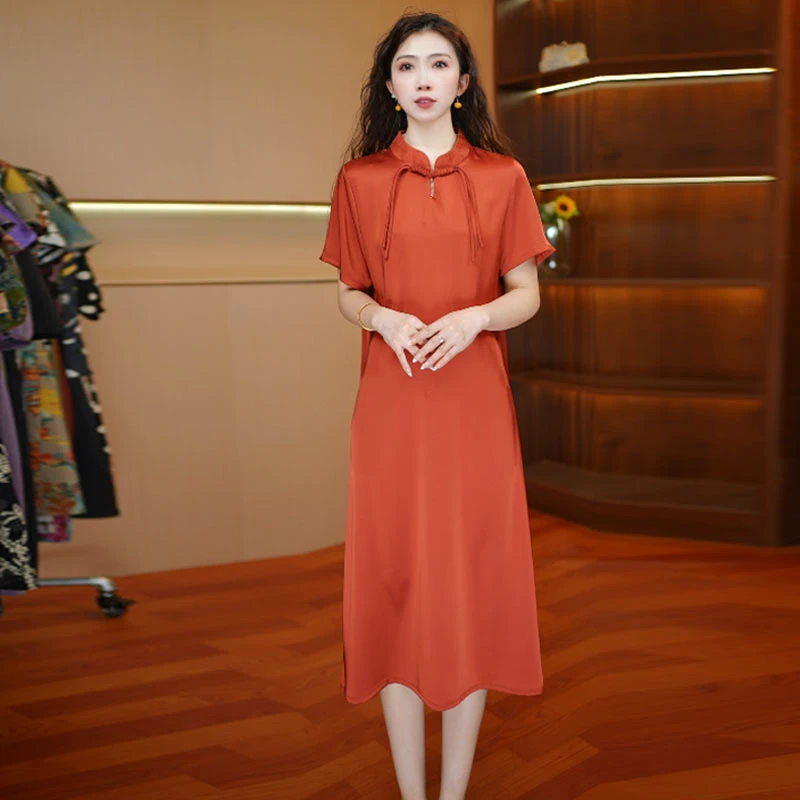 橘韵中式流苏  夏季时尚减龄连衣裙百搭短袖裙子